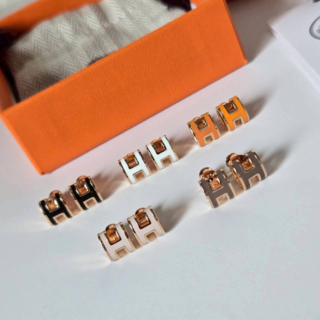 PP11902 ต่างหู H(มินิ)(PinkGold)(ถอดก้านได้)