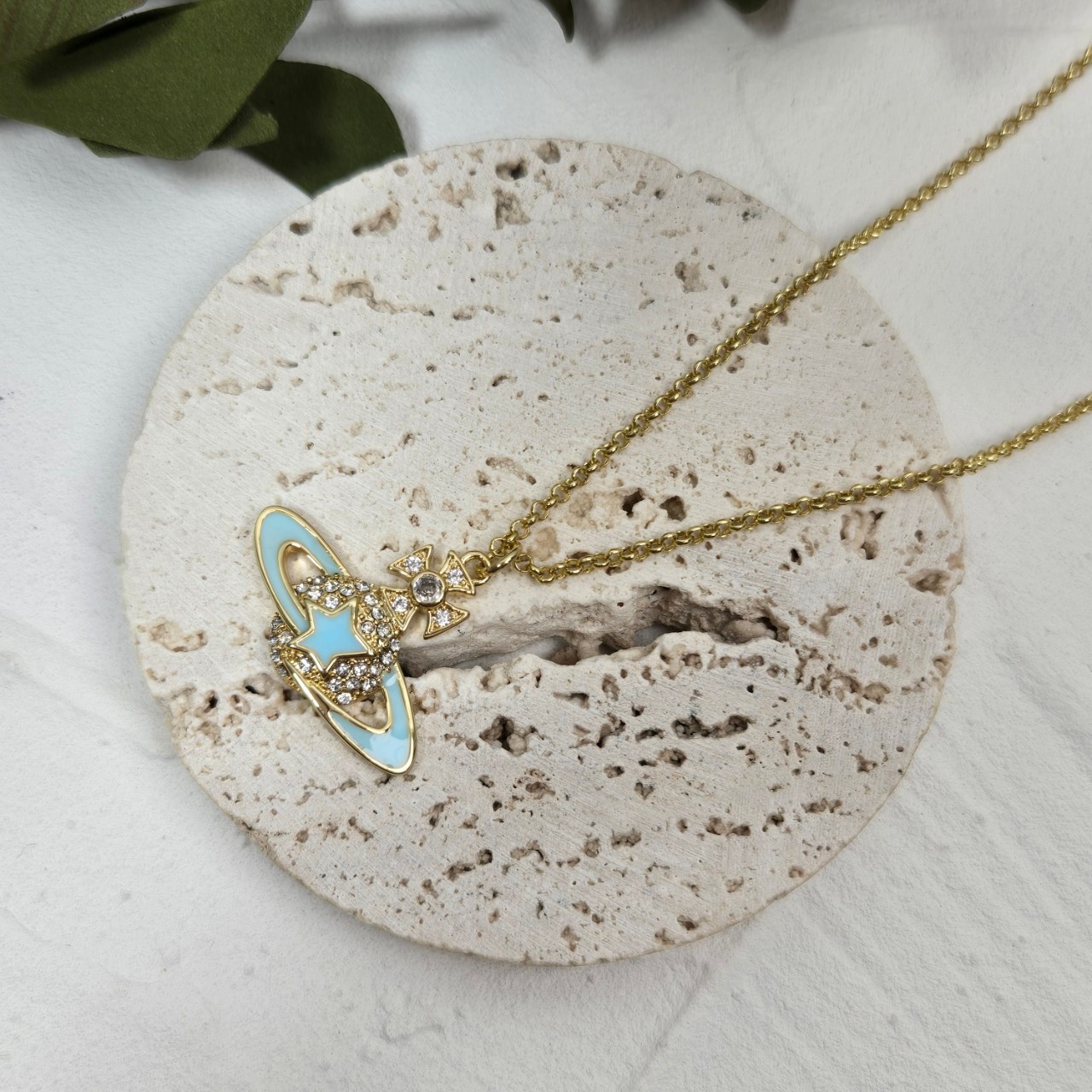 O0970 สร้อยคอ Vivien(ฟ้า)