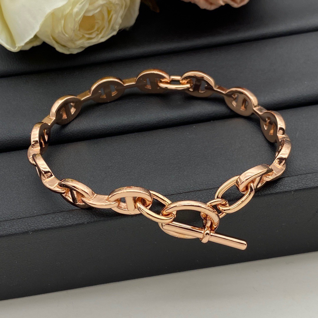 O0861 กำไลข้อมือ H(โรสโกลด์)