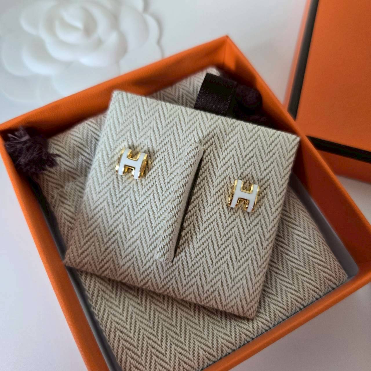 PP12583 ต่างหู H(มินิ)(ทอง)(ขาว)(ถอดก้านได้)